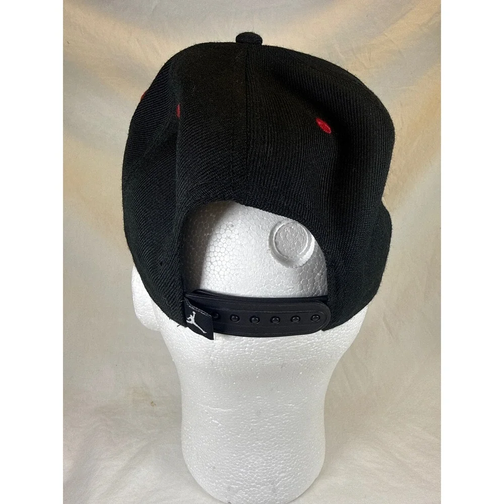 Jordan True Youth Snapback Hat Black Red Jumpman Logo Flat Brim Cap